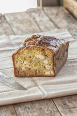 homemade cake with leek and cheese