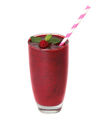 Berry smoothie on white background