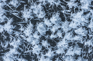 Winter hoarfrost, ice and snow, xmas background