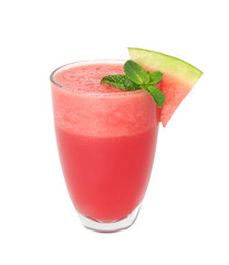 Watermelon smoothie on white background