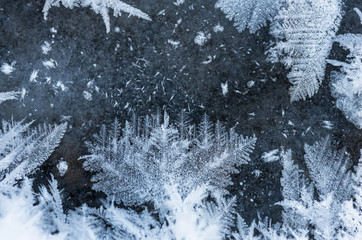 Winter hoarfrost, ice and snow, xmas background