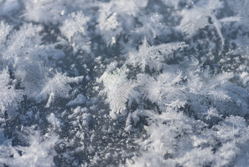 Winter hoarfrost, ice and snow, xmas background