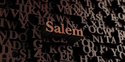 Salem - Wooden 3D rendered letters/message.  Can be used for an online banner ad or a print postcard.