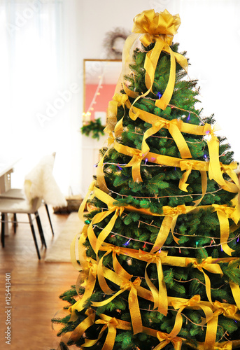 Christmas Tree In Living Room beautiful decorated christmas tree in living room" stock photo and Christmas Tree In Living Room beautiful decorated christmas tree in living room" stock photo and