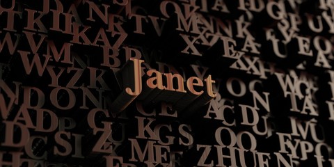 Janet - Wooden 3D rendered letters/message.  Can be used for an online banner ad or a print postcard.