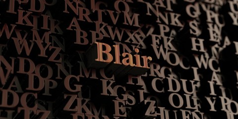 Blair - Wooden 3D rendered letters/message.  Can be used for an online banner ad or a print postcard.