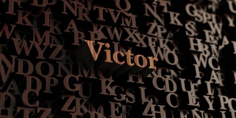 Victor - Wooden 3D rendered letters/message.  Can be used for an online banner ad or a print postcard.