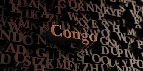 Congo - Wooden 3D rendered letters/message.  Can be used for an online banner ad or a print postcard.