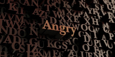 Angry - Wooden 3D rendered letters/message.  Can be used for an online banner ad or a print postcard.