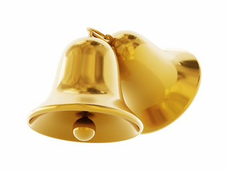 Obraz na płótnie Canvas Golden bells isolated on white background. 3D illustration