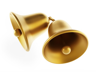 Obraz na płótnie Canvas Golden bells isolated on white background. 3D illustration
