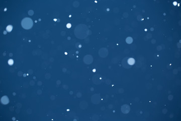 Falling Snow On The Blue Background