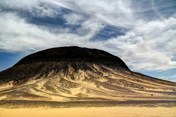 Mountain landscape in Black Desert, Bahariya, Egypt