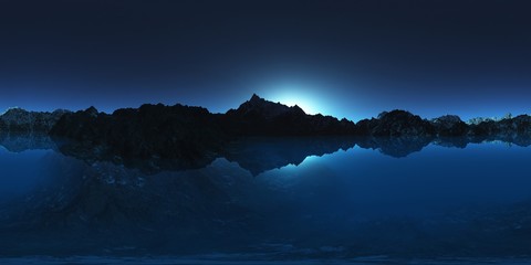 Fototapeta na wymiar panorama of mountain lake. made with the one 360 degree lense ca