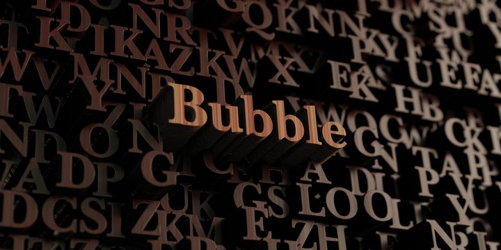 Bubble - Wooden 3D rendered letters/message.  Can be used for an online banner ad or a print postcard.