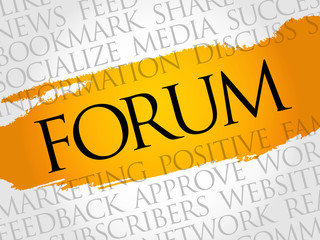 FORUM word cloud collage, business concept background