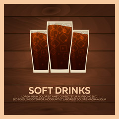 Soft drinks bunner. Fast food Restauran menu. Vector illustration.