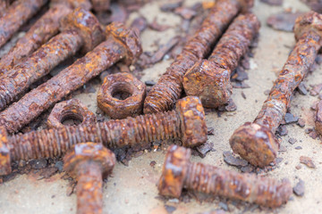 Bolts and nuts to put together a lot of rust.