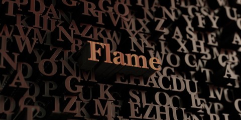 Flame - Wooden 3D rendered letters/message.  Can be used for an online banner ad or a print postcard.