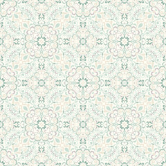 Seamless background of green and beige color in the style of baroque - 125446443