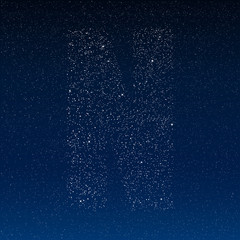 Vector abstract alphabet of stars. The starry sky.