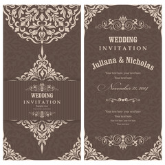 Set of 2 Wedding Invitation card Baroque