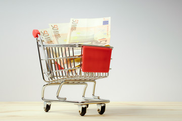 Einkaufswagen mit Geld
