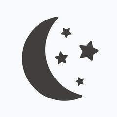 Moon and stars icon. Night sleep sign.