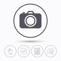 Camera icon. Professional photocamera sign.