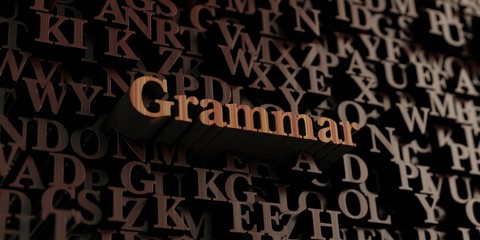 Grammar - Wooden 3D rendered letters/message.  Can be used for an online banner ad or a print postcard.