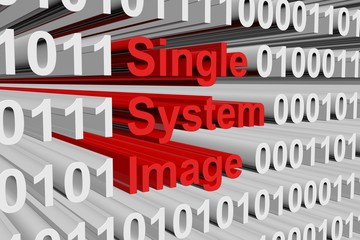 Single system image in the form of binary code, 3D illustration