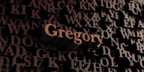 Gregory - Wooden 3D rendered letters/message.  Can be used for an online banner ad or a print postcard.