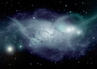 Stars, dust and gas nebula in a far galaxy