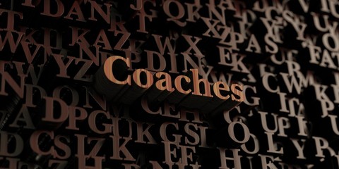 Coaches - Wooden 3D rendered letters/message.  Can be used for an online banner ad or a print postcard.