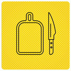 Separating board icon. Kitchen knife sign.