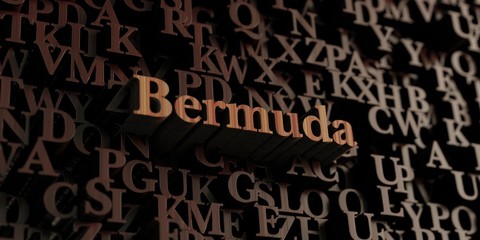 Bermuda - Wooden 3D rendered letters/message.  Can be used for an online banner ad or a print postcard.