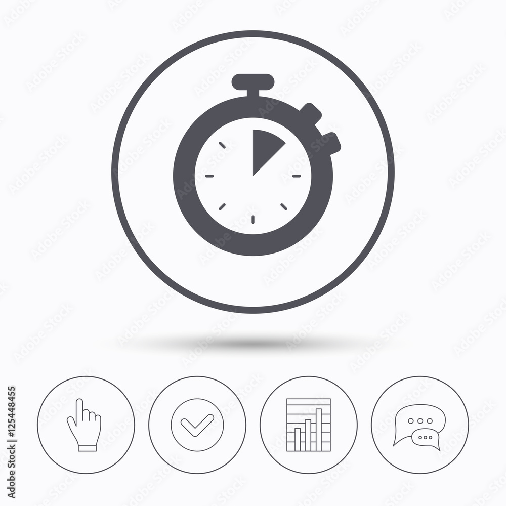 Poster stopwatch icon. timer or clock device sign.