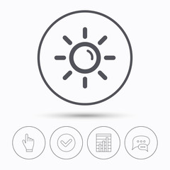 Obraz premium Sun icon. Sunny weather sign.