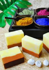 Spa setting with natural soaps