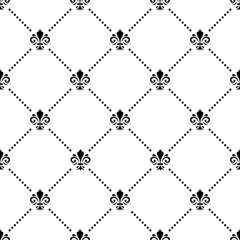 Fototapeta premium Seamless ornament. Modern geometric pattern with royal lilies. Black and white pattern