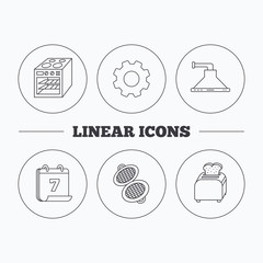 Oven, toaster and waffle-iron icons.