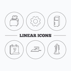 Toaster, refrigerator and iron icons.