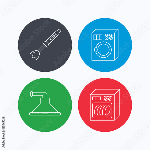 "Dishwasher, washing machine and blender icons." Stock image and