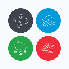 Weather, snow and rain icons. Moon night.