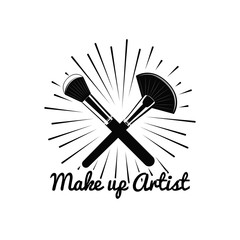 Beauty Salon Badge. Makeup Brushes Make Up Artist