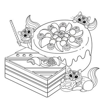 Pastries adult coloring page