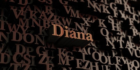 Diana - Wooden 3D rendered letters/message.  Can be used for an online banner ad or a print postcard.