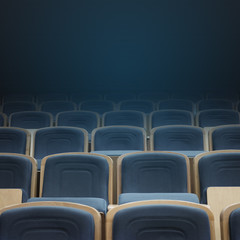 Obraz premium empty blue chairs in cinema