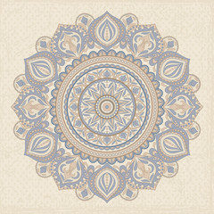 Mandala ornament in the folk style. Can be used for wallpaper, pattern fills, surface textures, print.