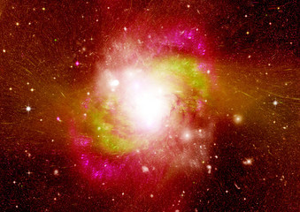 Stars, dust and gas nebula in a far galaxy